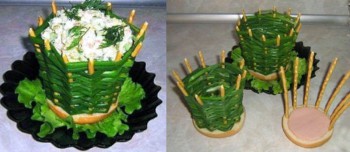 корзина из зелёного лука для порционного салата