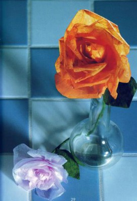 Цветы из декоративной бумаги - роза из волокнистого шелка.jpg