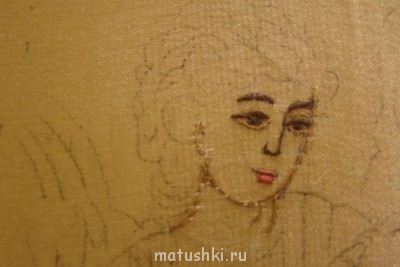 губы буквально один- два стежка верхняя и два-три стежка нижняя. Нитью 0707