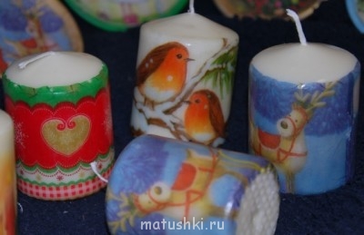 Горячий декупаж свечи
