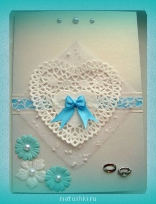 Открытка на свадьбу дальней родственницы. Пришлось делать за один вечер, это очень мало времени для обдумывания идеи. Лично мне.